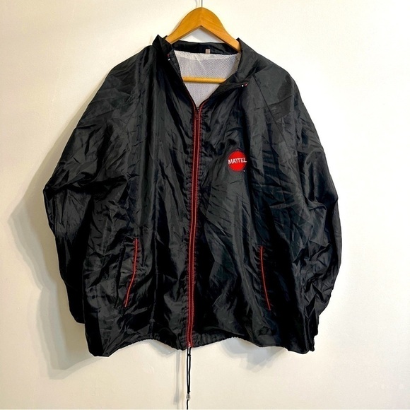 RARE Vintage Mattel Toys Jacket Windbreaker Zip Up Black & Red Large/extra Large - Picture 3 of 12